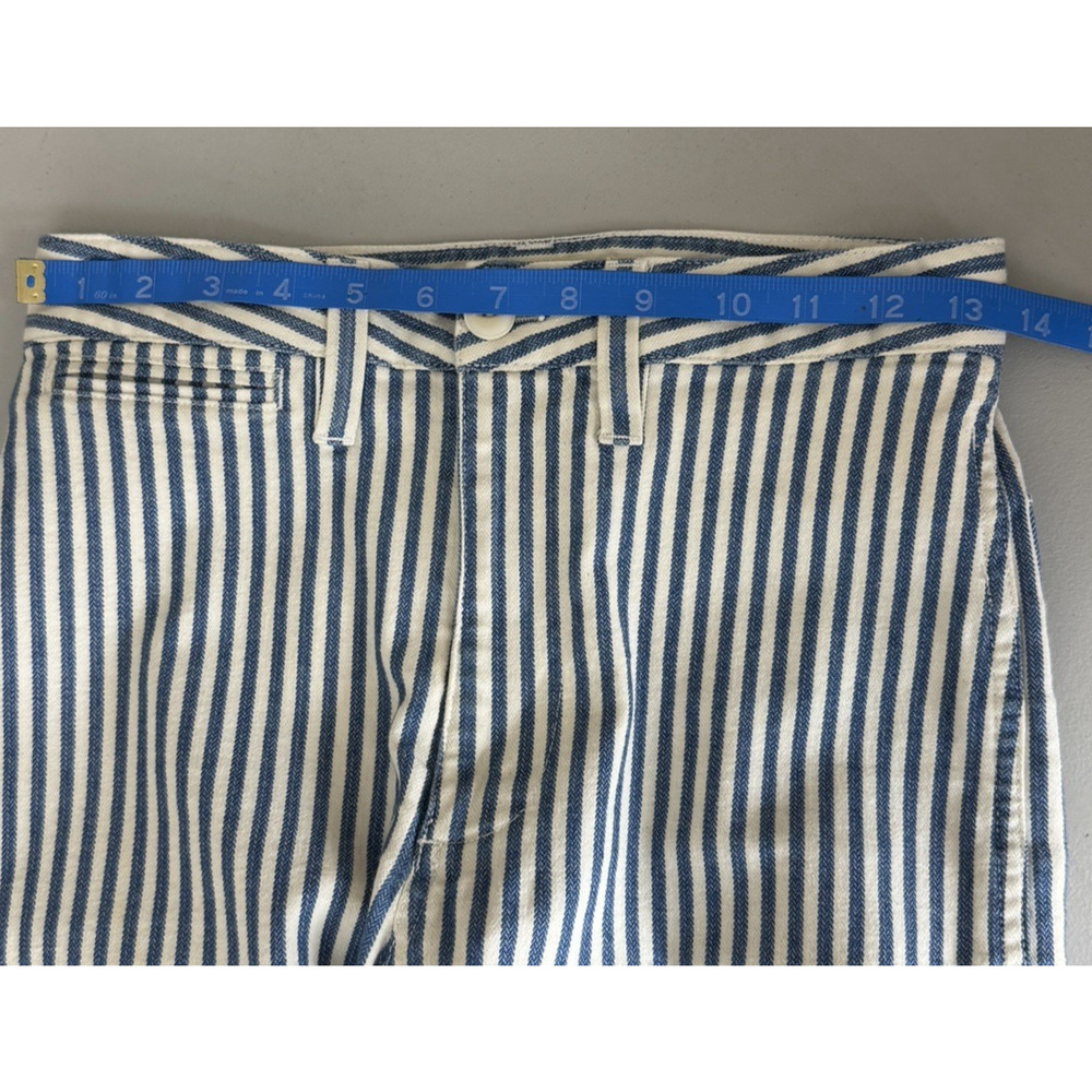 Madewell Wide Leg Pants Womens 25 Blue White Stripe Preppy High Rise Crop - Picture 6 of 12